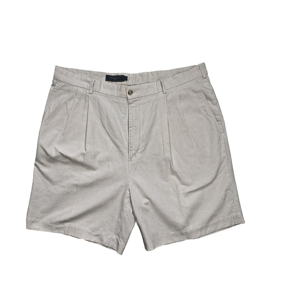 Bobby Jones Shorts Mens 38 Cotton Tan Stripe Classic Nautical Preppy Coastal